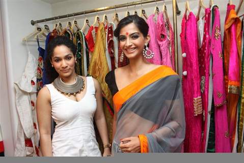 Sonam Kapoor at innaguration of fashion designer Masaba Gupta's first standalone store''MASABA''