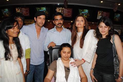 Hrithik Roshan and Aishwarya Rai at special show of Guzaarish for special kids and paraplegic patients at PVR Cinemas in Juhu, Mumbai