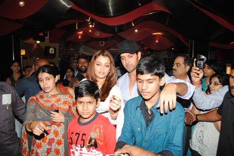 Hrithik Roshan and Aishwarya Rai at special show of Guzaarish for special kids and paraplegic patients at PVR Cinemas in Juhu, Mumbai