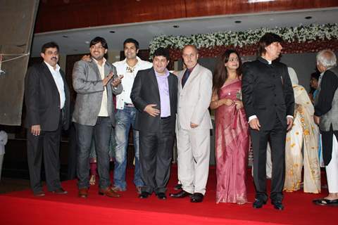 Mahesh Bhatt, Anupam Kher, Gulshan Grover and Arya Babbar at the launch of the film 'Kuch Log' based on 26/11 attacks