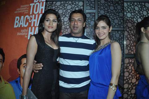 Madhur Bhandarkar with Shazahn and Shraddha at upcoming romantic comedy film “Dil Toh Baccha Hai Ji”