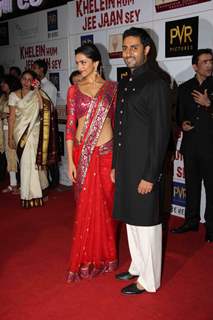 Abhishek Bachchan and Deepika Padukone at Premier Of Film Khelein Hum Jee Jaan Sey