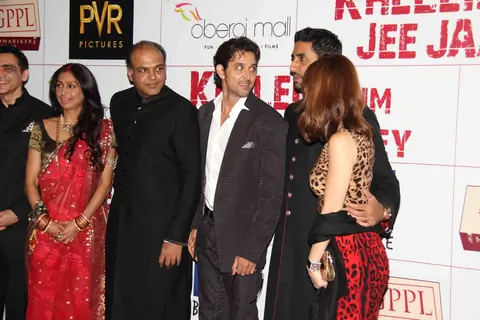 Ashutosh, Abhishek and Hrithik at Premier Of Film Khelein Hum Jee Jaan Sey