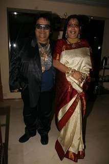 Bappi Lahiri with his wife at Sameer daughter Shanchita & Abhishek wedding at Sun and Sands wedding