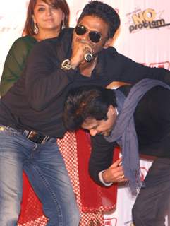 Bollywood actors Anil Kapoor and Sunil Shetty at Ambience Mall, in New Delhi to promote thier film