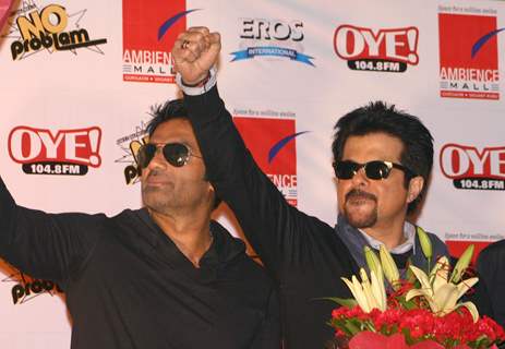 Bollywood actors Anil Kapoor and Sunil Shetty at Ambience Mall, in New Delhi to promote thier film