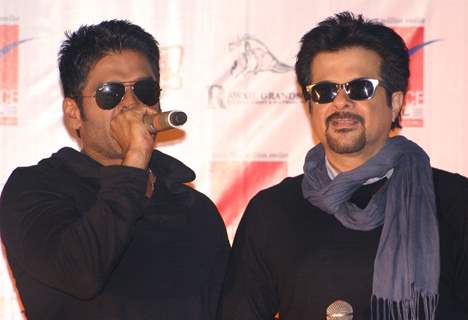 Bollywood actors Anil Kapoor and Sunil Shetty at Ambience Mall, in New Delhi to promote thier film