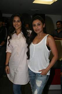 Rani and Vidya Balan promote their film No One Killed Jessica on Fever 104 FM at Saki Naka, Mumbai