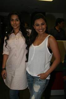 Rani and Vidya Balan promote their film No One Killed Jessica on Fever 104 FM at Saki Naka, Mumbai