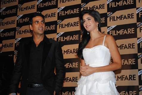 Katrina Kaif and Akshay Kumar unveil Special Anniversay Issue 2010 of Filmfare Magazine at Enigma in Hotel JW Marriott in Juhu, Mumbai