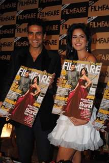 Katrina Kaif and Akshay Kumar unveil Special Anniversay Issue 2010 of Filmfare Magazine at Enigma in Hotel JW Marriott in Juhu, Mumbai