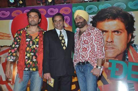 Dharmendra with Sunny and Bobby Deol at Music release of 'Yamla Pagla Deewana'