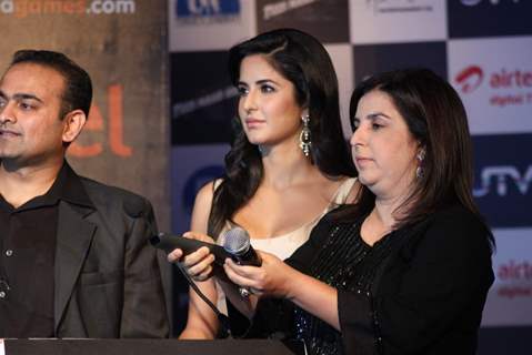 Farah and Katrina at Launch of the 'Tees Maar Khan' Official Game at Novotel, Juhu, Mumbai