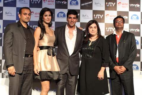 Akshay, Farah and Katrina at Launch of the 'Tees Maar Khan' Official Game at Novotel, Juhu, Mumbai