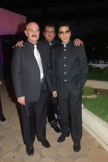 Jeetendra and Rajesh Roshan at Urvee Adhikari's wedding reception at Taj Land's End. .