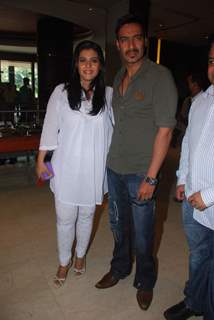 Kajol and Ajay Devgan at Toonpur Ka Superhero music launch at Novotel. .