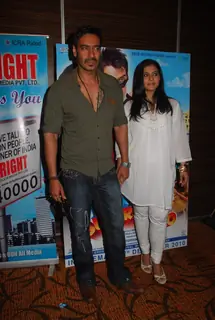 Kajol and Ajay Devgan at Toonpur Ka Superhero music launch at Novotel. .