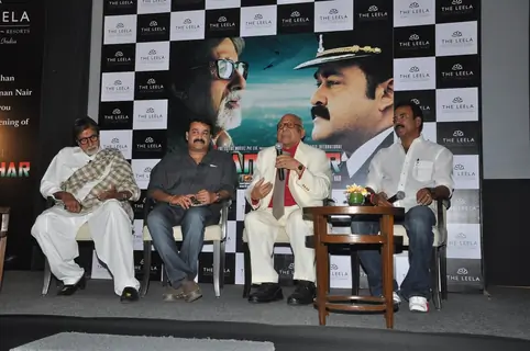 Amitabh Bachchan and Mohanlal at the press meet of Kandahar hosted by the Leela Hotels