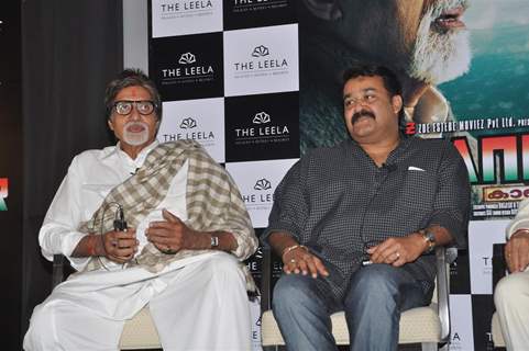 Amitabh Bachchan and Mohanlal at the press meet of Kandahar hosted by the Leela Hotels