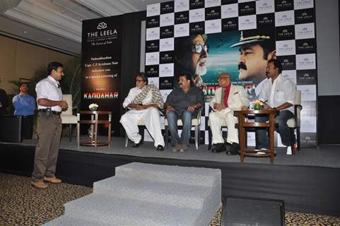 Amitabh Bachchan and Mohanlal at the press meet of Kandahar hosted by the Leela Hotels