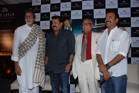 Big B and Mohanlal at Kandahar press meet hosted by Leela Hotels. .