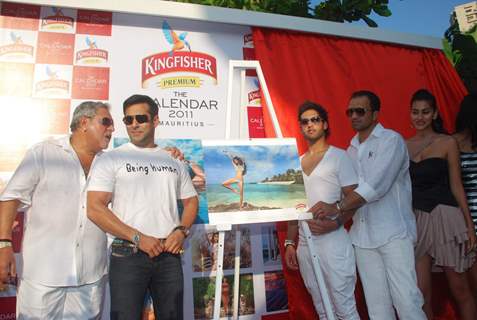 Salman Khan, Vijay Mallya and Sidhartha Mallya at Kingfisher Calendar Launch 2011. .