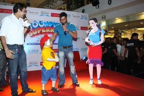 Ajay Devgan at Promotion of movie  "Toonpur Ka Super Hero" at oberoi mall, Mumbai