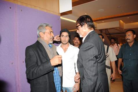 Prakash Jha with Big B AT Press Conf. for the Prakash Jha's upcoming movie ''Aarakashan'' at Novatel