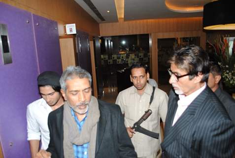 Prakash Jha with Big B at Press Conf. for the Prakash Jha's upcoming movie ''Aarakashan'' at Novatel