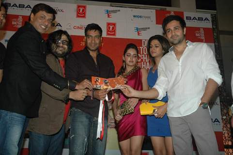 Madhur Bhandarkar, Ajay Devgan and Emraan Hashmi at Dil To Baccha Hai Ji music launch at Cinemax. .