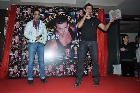 Rohit Roy and Hrithik Roshan at the launch of Stardust New Year's issue