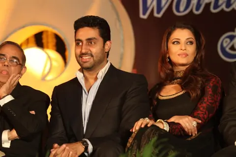 Abhishek Bachchan and Aishwarya Rai Bachchan during an World bunts sports meet of 2010 in Mumbai