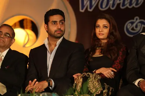 Abhishek Bachchan and Aishwarya Rai Bachchan during an World bunts sports meet of 2010 in Mumbai