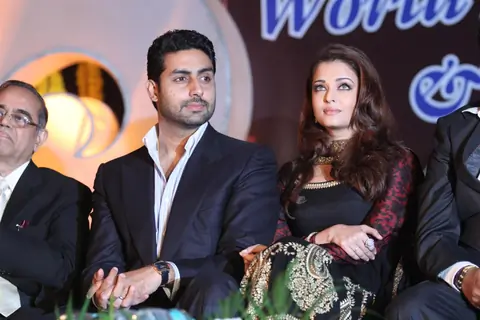 Abhishek Bachchan and Aishwarya Rai Bachchan during an World bunts sports meet of 2010 in Mumbai