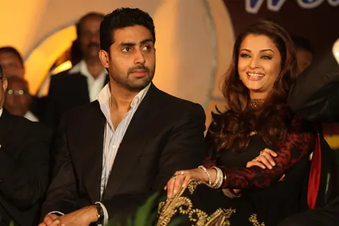Abhishek Bachchan and Aishwarya Rai Bachchan during an World bunts sports meet of 2010 in Mumbai