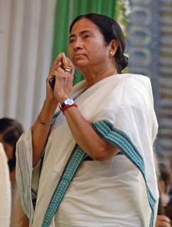 Railway minister Mamata Banerjee praise for the mass during a foundation stone laying function to confer the status of 17th Indipendent Zonal Railway in Kolkata and commencement of work for Joka-BBD Bag metro rail project (phase-1) of Joka ...