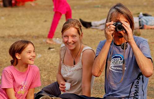 Foreigners capture the moment while tourists enjoy first day of New Year 2011 in Kolkata Maidan on Saturday. .