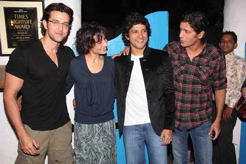 Hrithik, Farhan, Chunky and Divya Dutta at Dabboo Ratnani Calendar Launch at Olive, Bandra, Mumbai