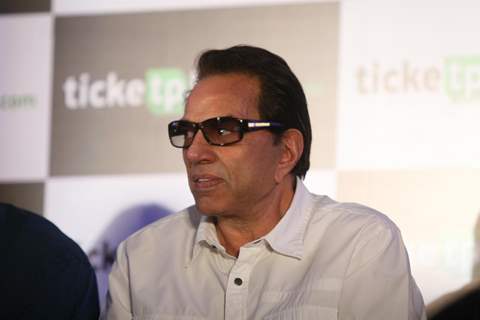 Dharmendra launched Ajay Devgan's new online venture ticketplease.com at Hotel JW Marriott in Juhu, Mumbai