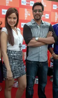 Shazahn Padamsee and Ajay Devgan at Dil Toh Baccha Hai Ji Kite Flying Event
