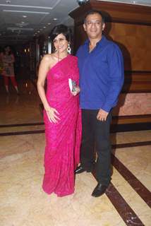 Mandira Bedi with her hubby in Sameer Soni and Neelam's wedding reception