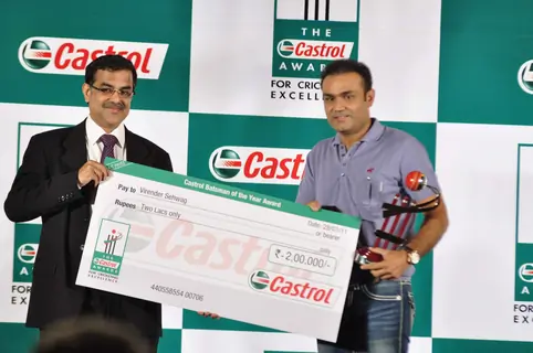 Sehwag at Castrol Cricket Awards at Grand Hyatt. .