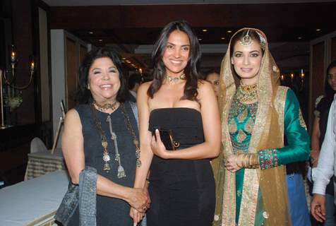 Lara Dutta and Dia Mirza walking on the ramp for Ritu Kumar fashion show at Taj land's End. .