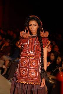 Models walk the ramp for Ritu Kumar fashion show at Taj land's End, Bandra in Mumbai