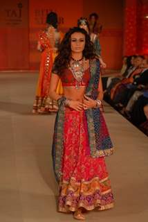 Models walk the ramp for Ritu Kumar fashion show at Taj land's End, Bandra in Mumbai