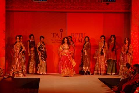 Models walk the ramp for Ritu Kumar fashion show at Taj land's End, Bandra in Mumbai