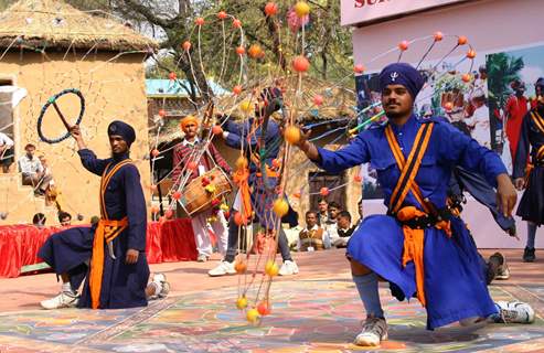 Folk artists at the press perview of Suraj Kund Mela 2011 in Faridabad on Monday 31 Jan 2011. .