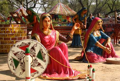 Folk artists at the press perview of Suraj Kund Mela 2011 in Faridabad on Monday 31 Jan 2011. .