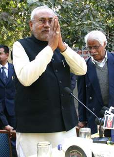 Bihar Chief Minister Nitish Kumar at a press conference in New Delhi on Wed 2 Feb 2011. .