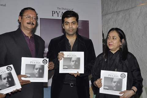 Karan Johar unveils Gurudutt's Pyaasa book at Olive Mumbai. .